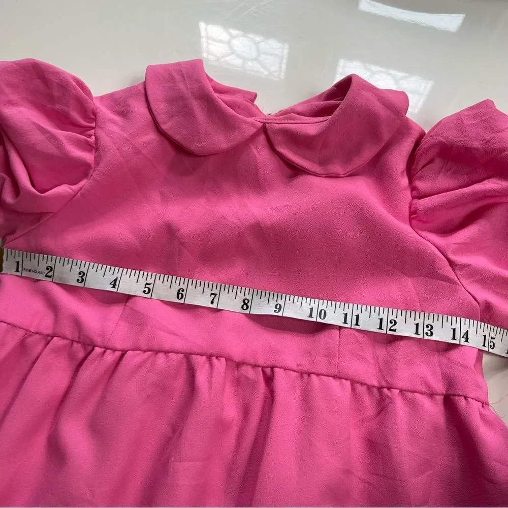 Vintage 1960s Handmade One of a Kind Bubblegum Pink Peterpan Collar Dress
